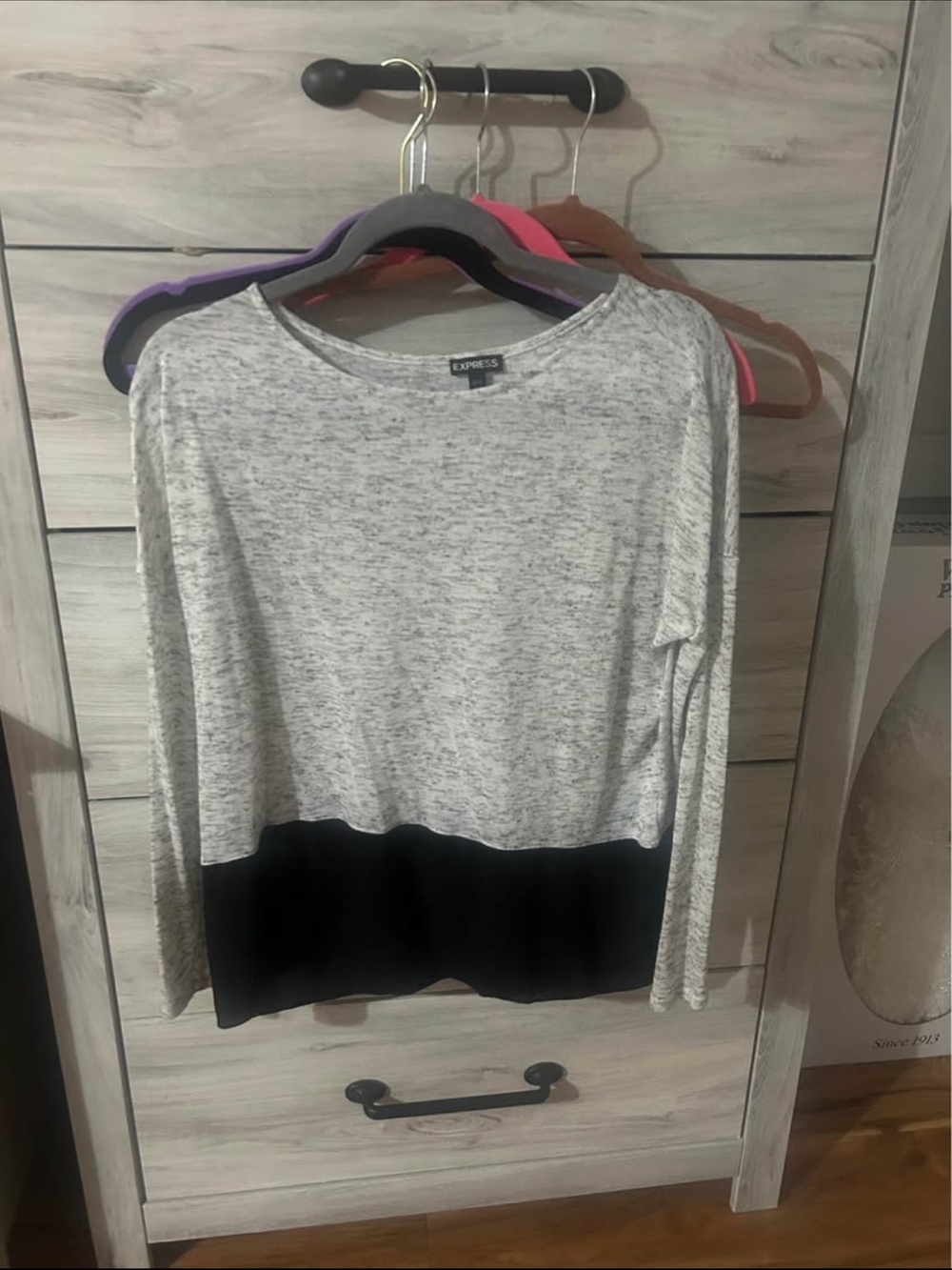 Express Two-Tone Gray and Black Long Sleeve Tee